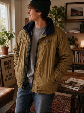 Vintage Patagonia Fleece Lined Jacket Mens XL Tan Outdoor Utility Coat 90
